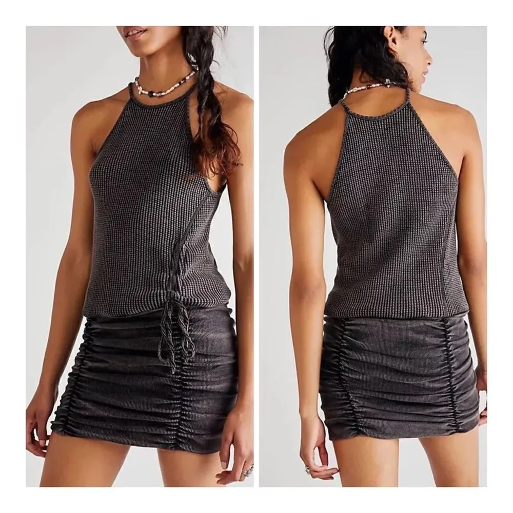 New
Free People Women's FP One Katya Thermal Mini Dress in Grey Black - Picture 1 of 7